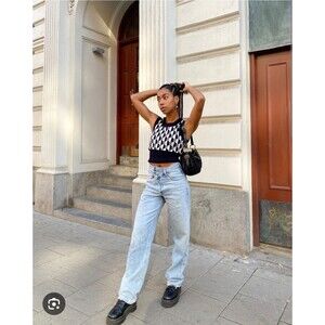 AGOLDE Women's Criss Cross Straight-Leg Jeans Size 33 Light Wash NEW WITH TAGS